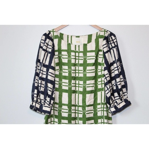 ✨2/$20 Anthropologie Maeve 100% Silk Abstract Shift Dress Broken Blocks 4 H13909 - Picture 3 of 11